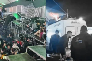 Arquibancada de show desaba e deixa 60 feridos