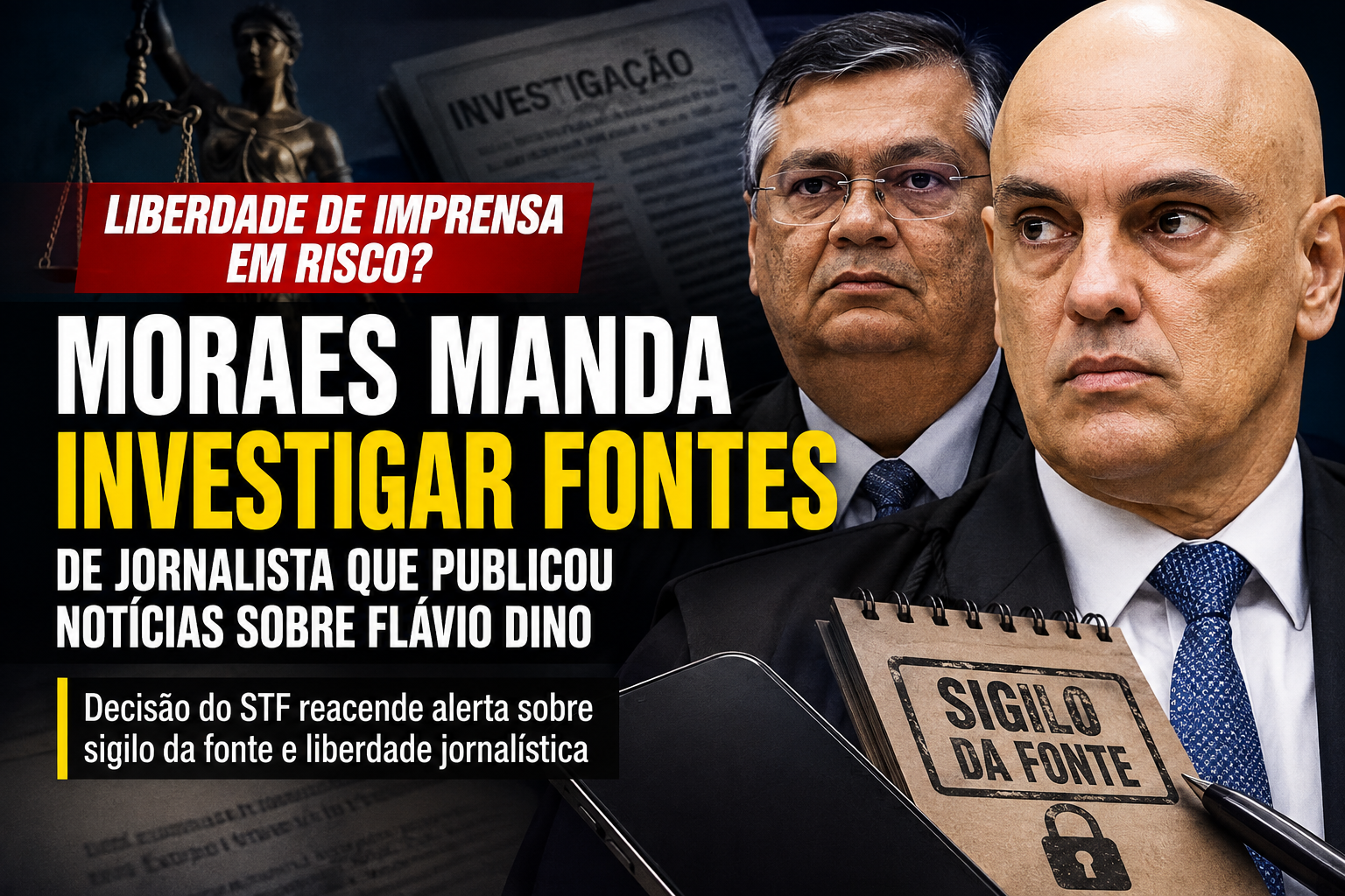 Moraes manda investigar fontes de jornalista após reportagens sobre Flávio Dino e reacende debate sobre sigilo da fonte